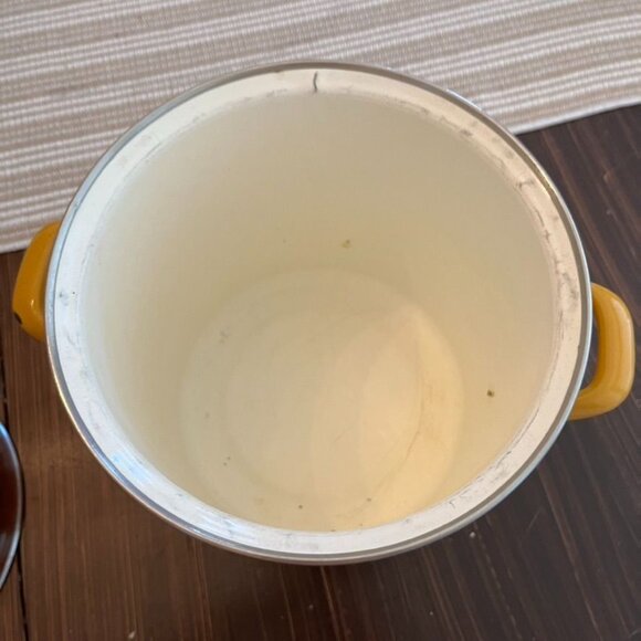 Vintage Sears Merry Mushroom Yellow Stock Pot Enamel w/ Lid 1970 Retro MCM - Picture 6 of 10
